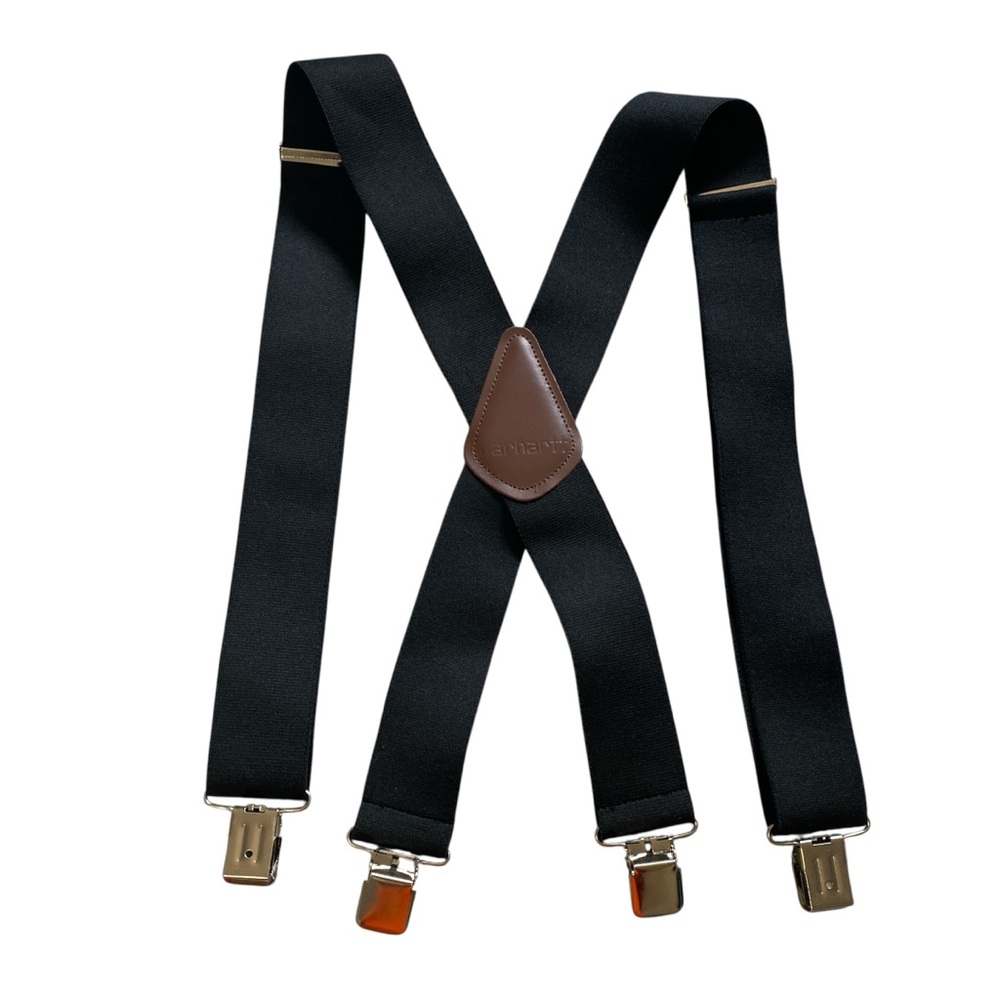 Carhartt Utility Suspenders 52" Black Elastic Heavy Duty Metal Clip Comfort Work